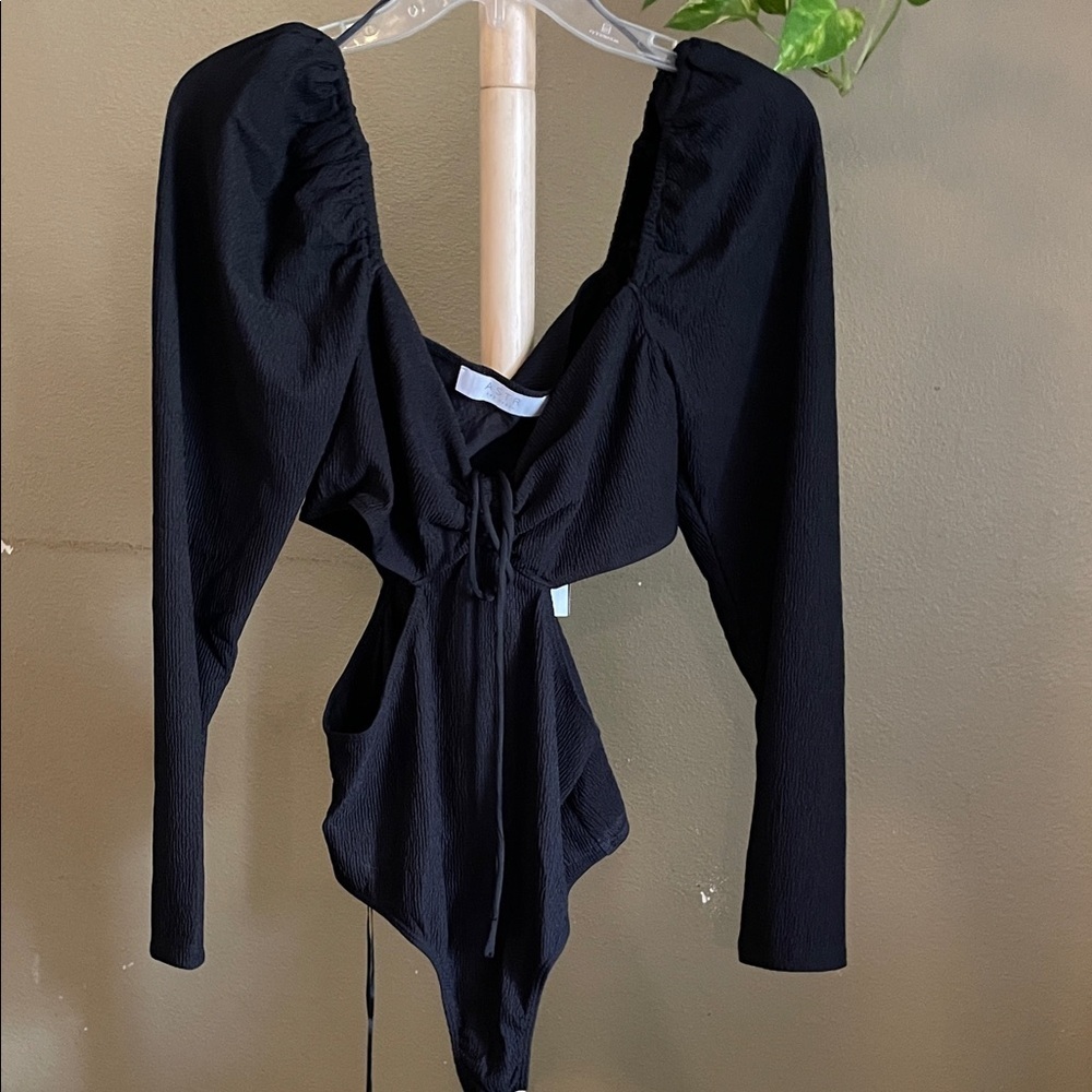 Astr Black cutout Long Sleeve Bodysuit